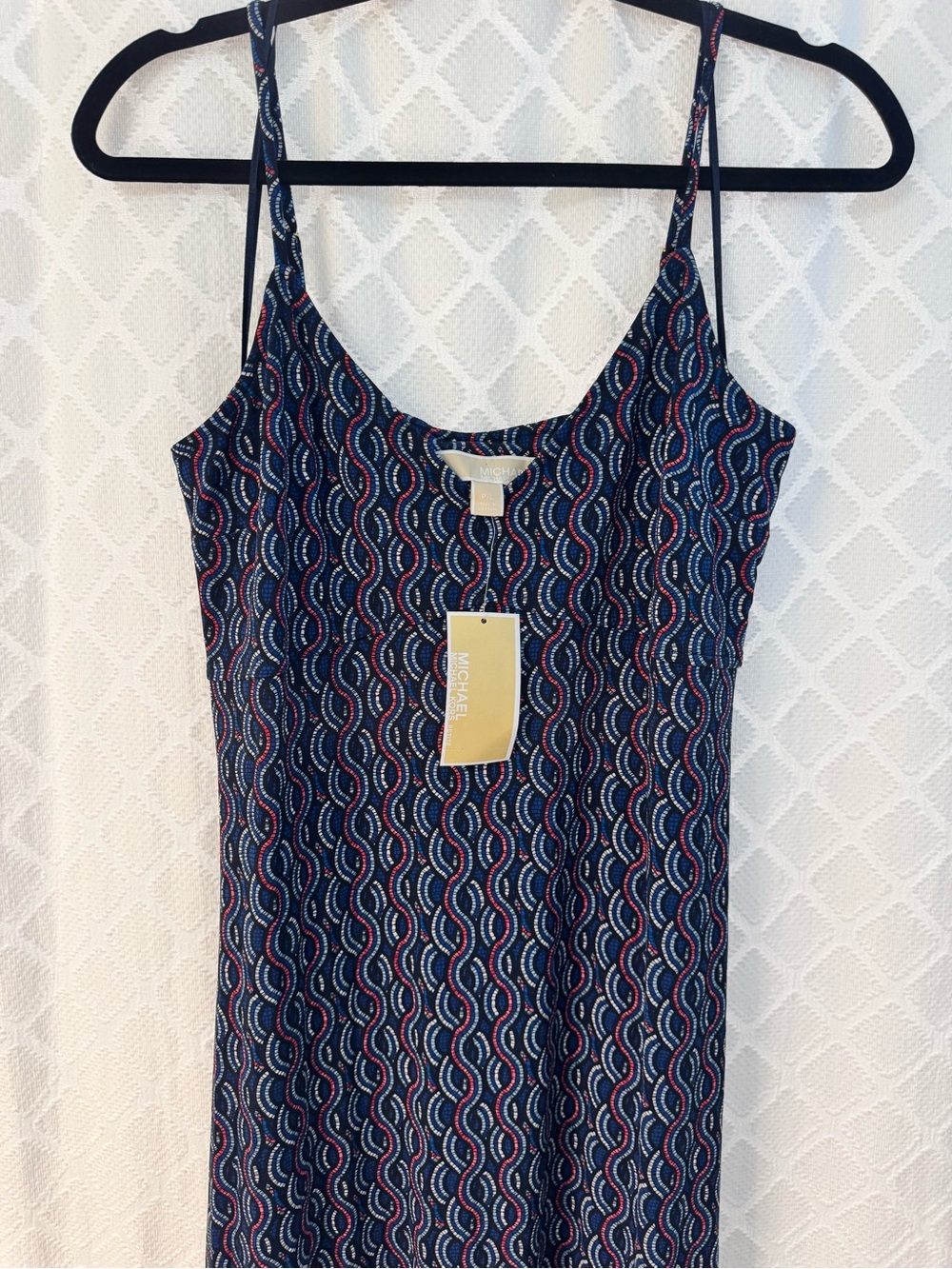 Michael Kors Blue Geometric Print Maxi Dress